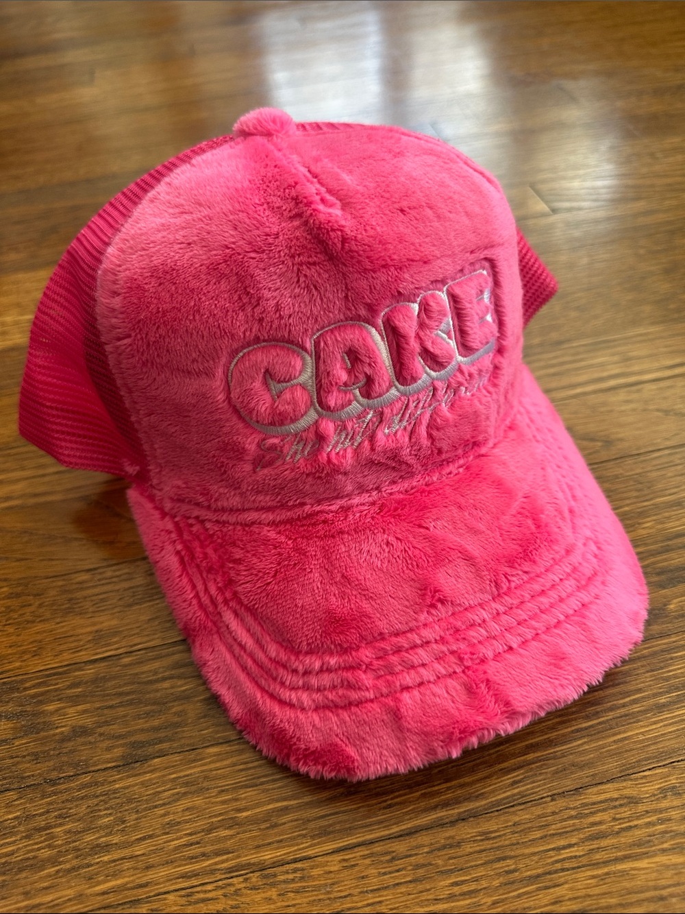 CAKE Hot Pink Faux Fur Trucker Hat